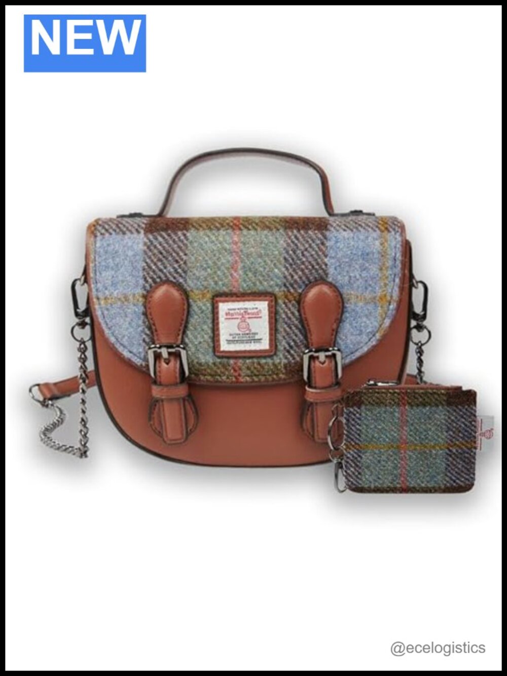 Harris Tweed Satchel and Card Zip Wallet Set with Card Slots